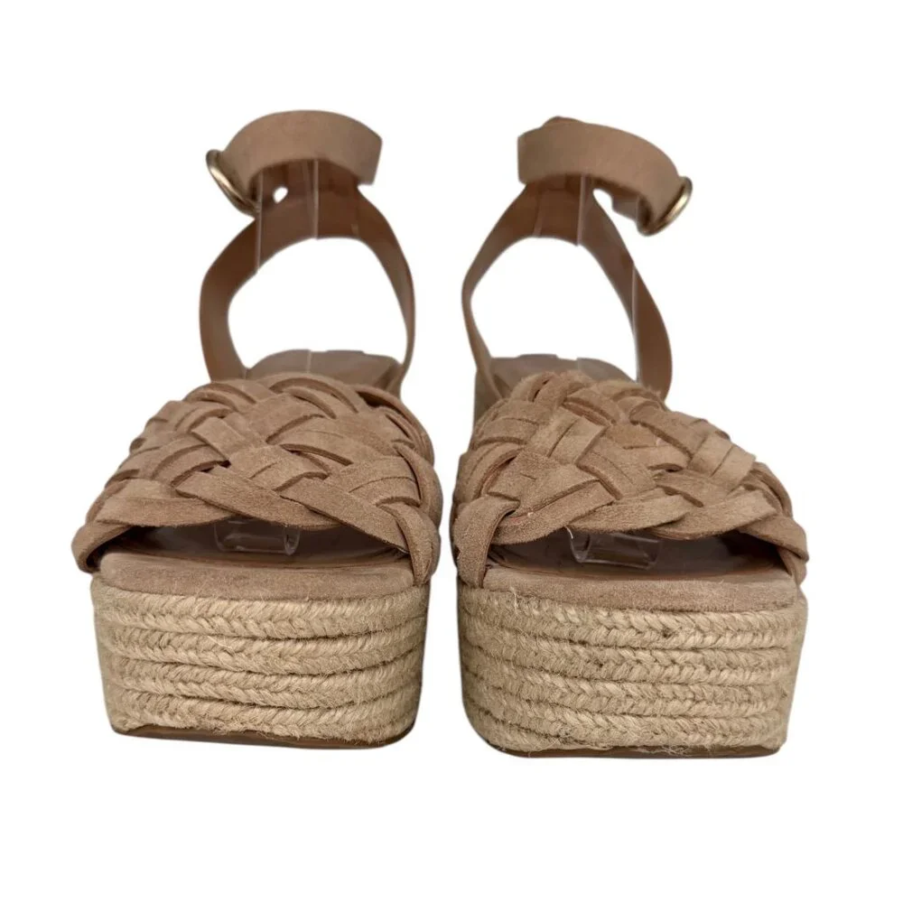 Marc Fisher LTD Odilia Tan Espadrille Boho Coastal Platform Suede Sandal (10M)